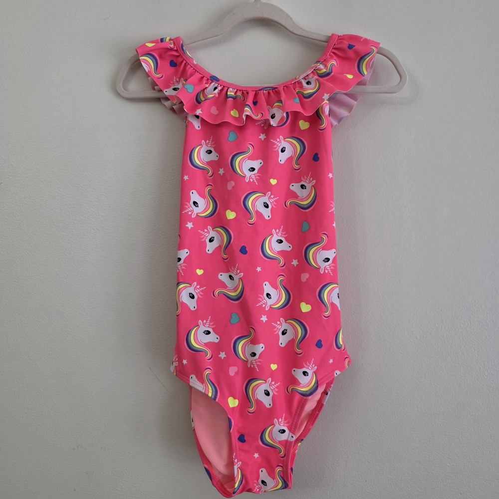 H&M Kids One-Piece Swimsuit in Hot Pink with Rainbow Unicorns
